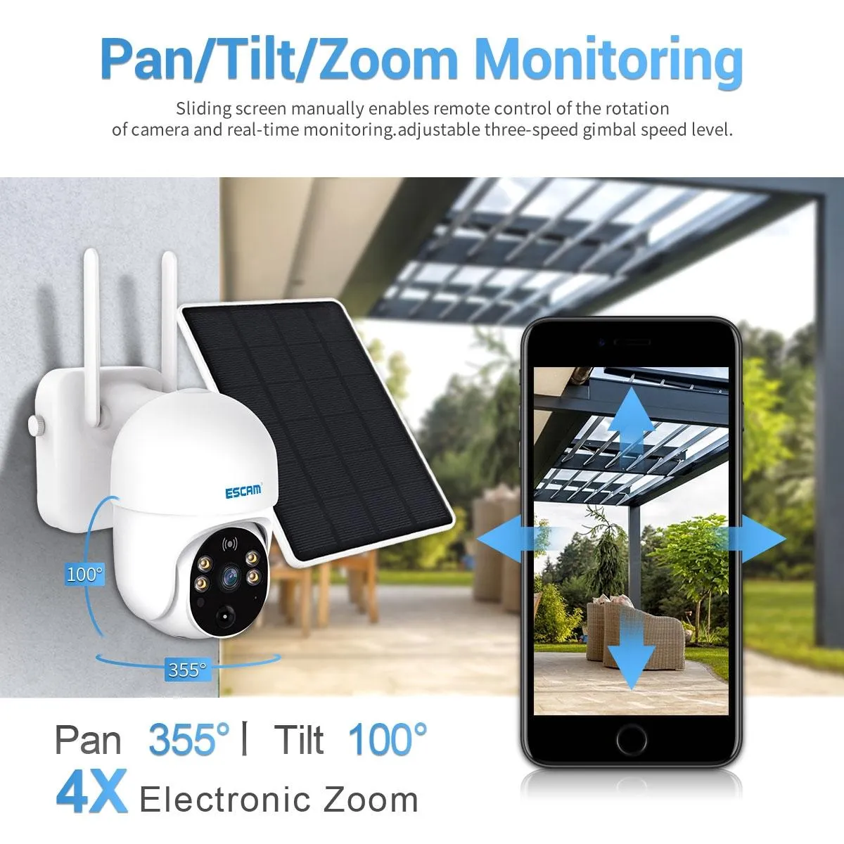 1080P Hd Solar Camera With Wifi Two-Way Voice Motion Detection Night Vision & Tf Card Support