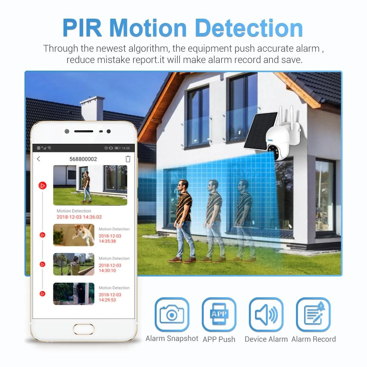 1080P Hd Solar Camera With Wifi Two-Way Voice Motion Detection Night Vision & Tf Card Support
