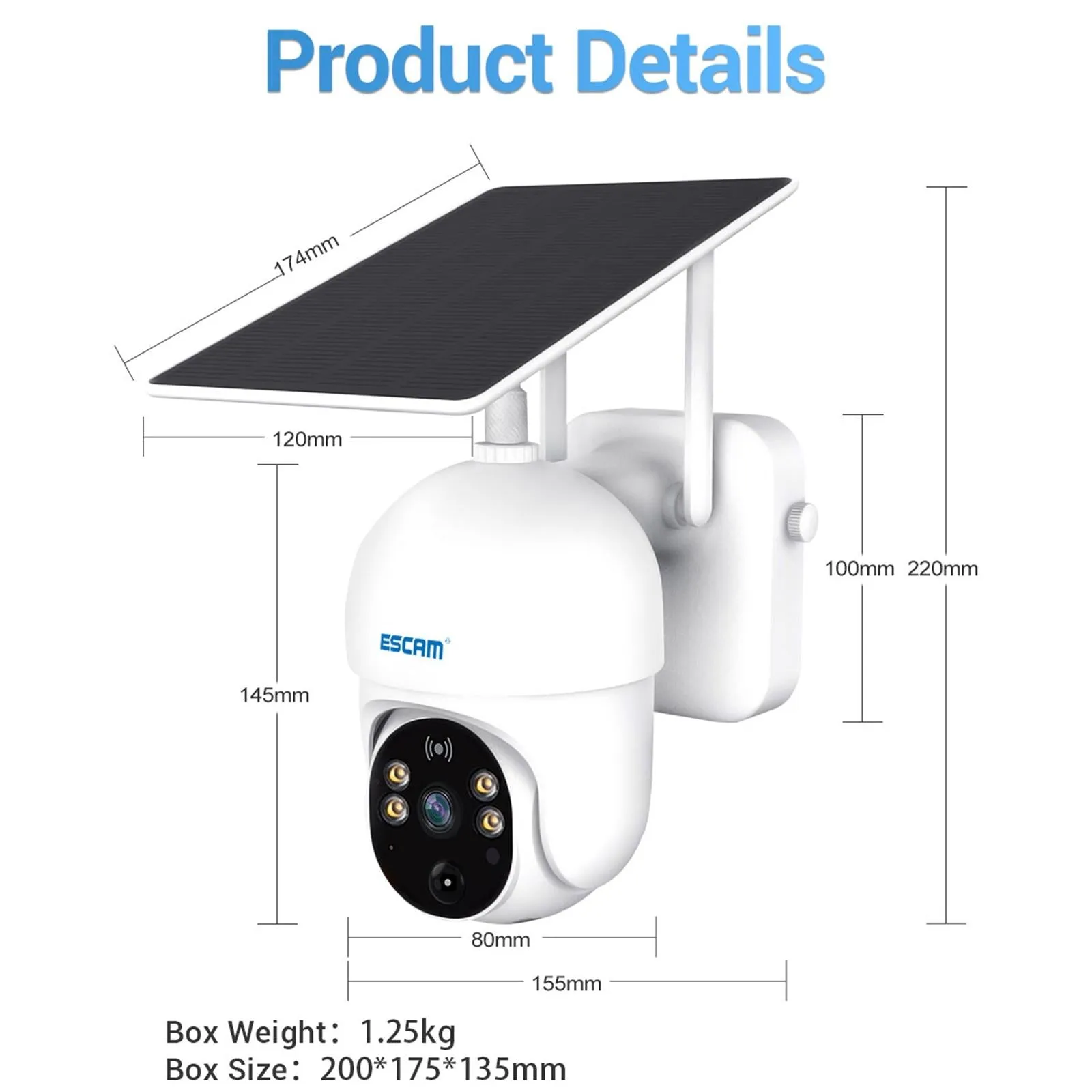 1080P Hd Solar Camera With Wifi Two-Way Voice Motion Detection Night Vision & Tf Card Support