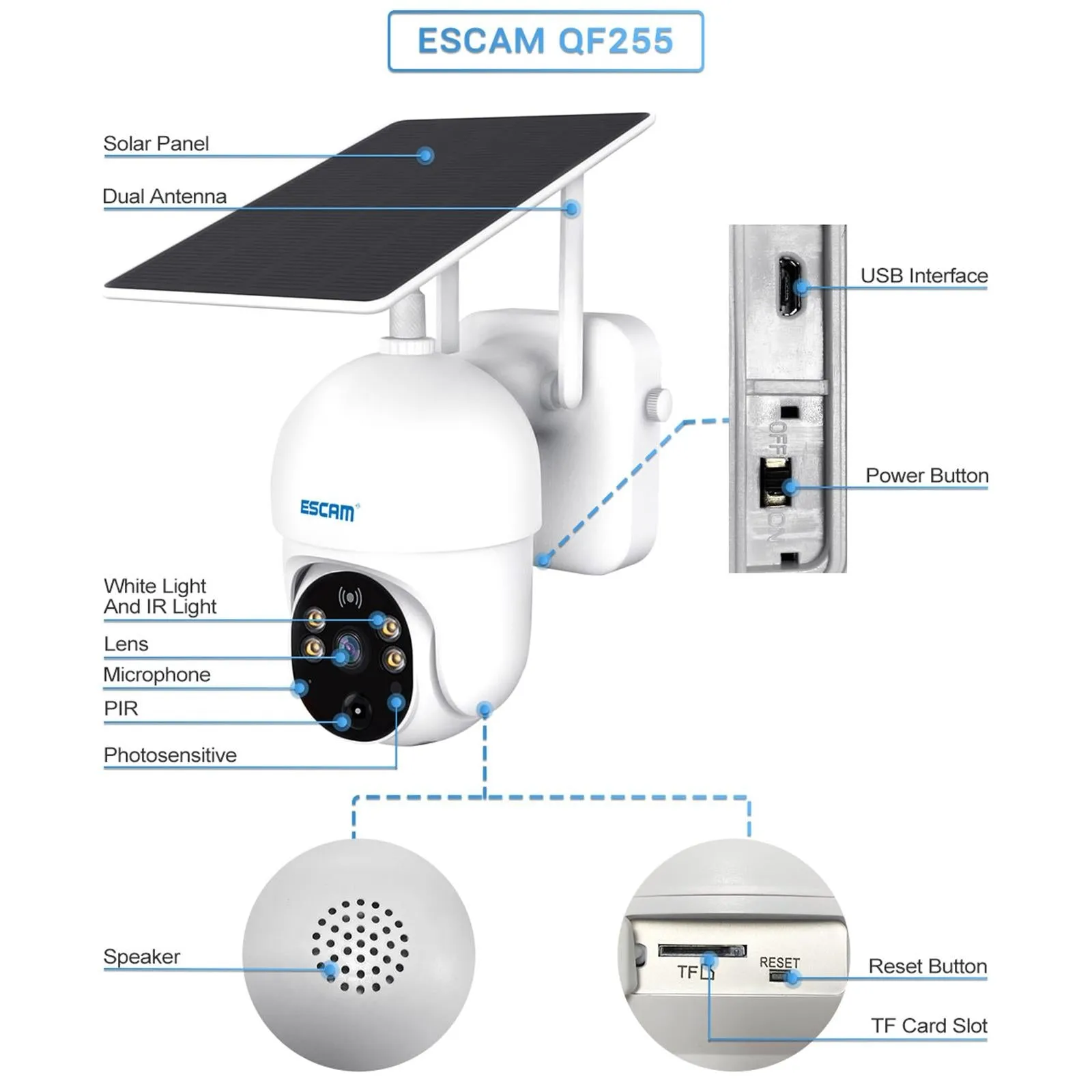 1080P Hd Solar Camera With Wifi Two-Way Voice Motion Detection Night Vision & Tf Card Support