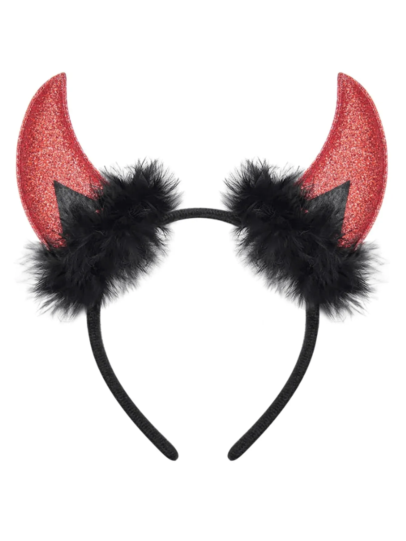 15037 1c-030 1 pieza Diadema con cuernos de diablo de plástico rojo