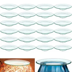 24 X Replacement Glass Dish Oil Warmer Diffuser Tart Burner Bowl Tray Round 4"