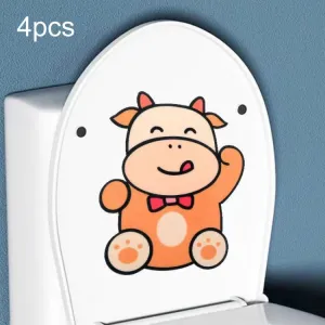 4pcs Bathroom Toilet Deodorant Stickers Felt Cute Cartoon Aromatherapy Decorative Wall Stickers, 22x18cm