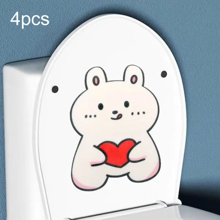 4pcs Bathroom Toilet Deodorant Stickers Felt Cute Cartoon Aromatherapy Decorative Wall Stickers, 22x18cm