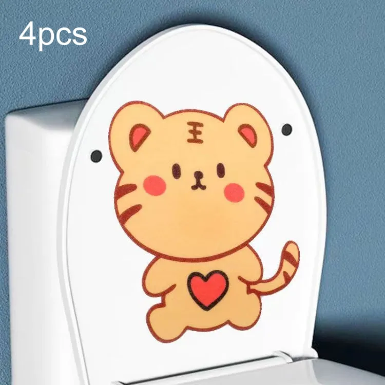 4pcs Bathroom Toilet Deodorant Stickers Felt Cute Cartoon Aromatherapy Decorative Wall Stickers, 22x18cm