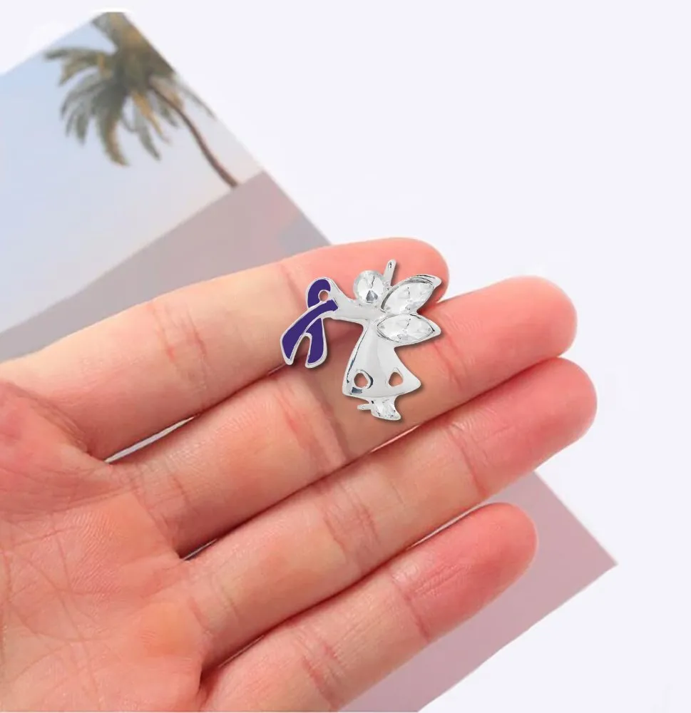 Angel By My Side Purple Ribbon Pins