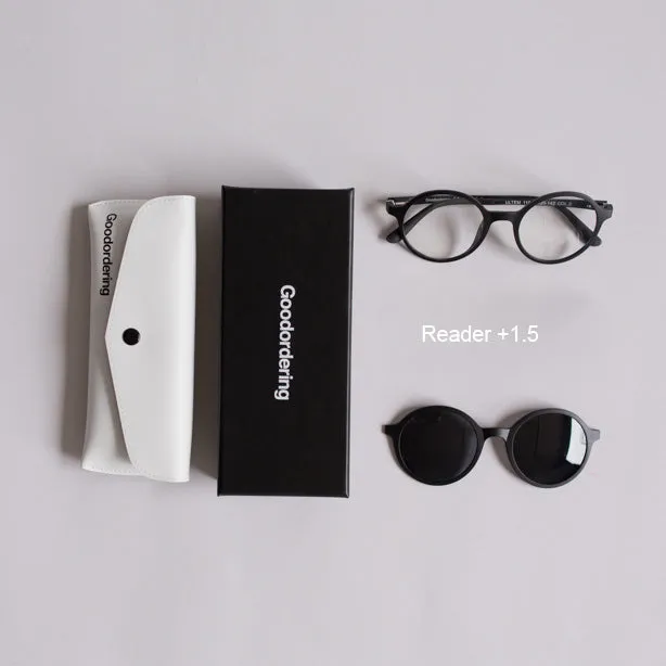 Black Magnetic glasses & sunglasses in one  1.5 readers Goodordering