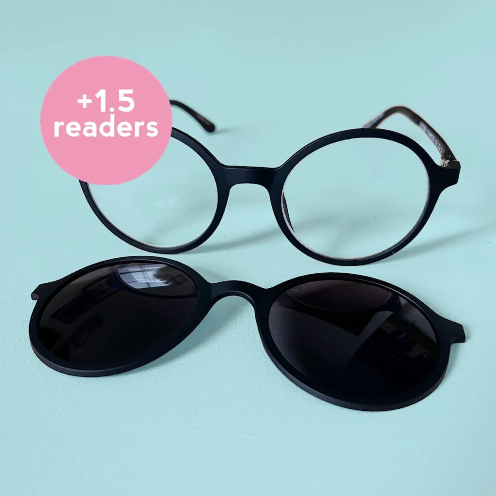Black Magnetic glasses & sunglasses in one  1.5 readers Goodordering