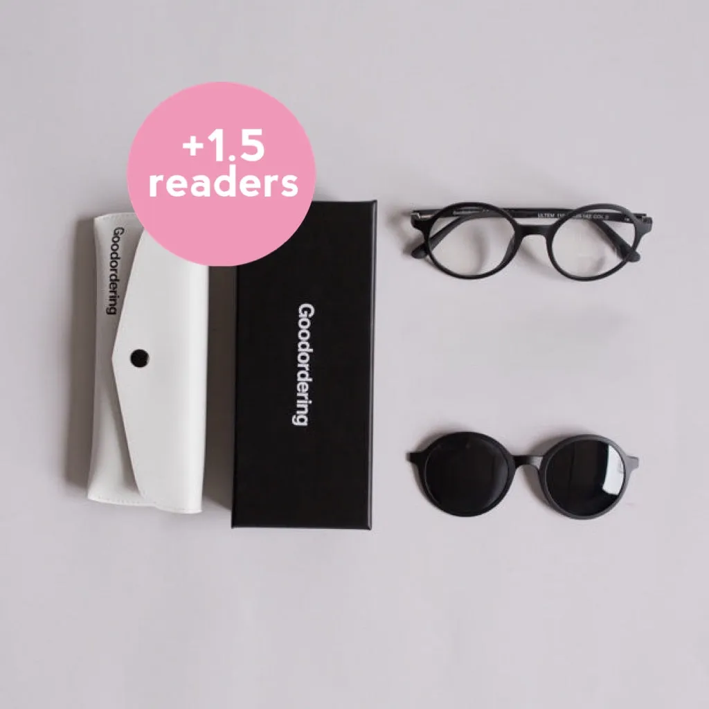 Black Magnetic glasses & sunglasses in one  1.5 readers Goodordering