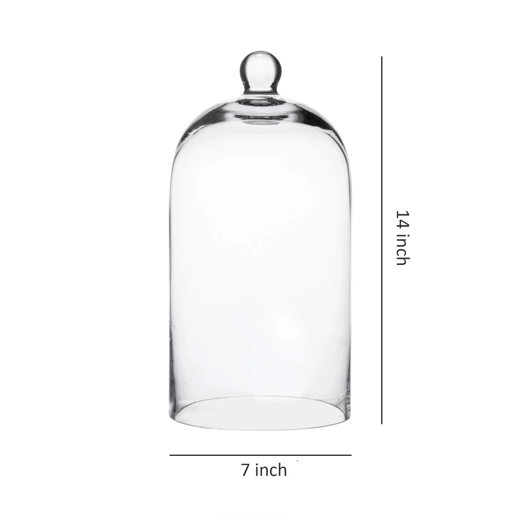 Clear Glass Cloche Bell Jar - Glass Display Dome (7X14 Inch