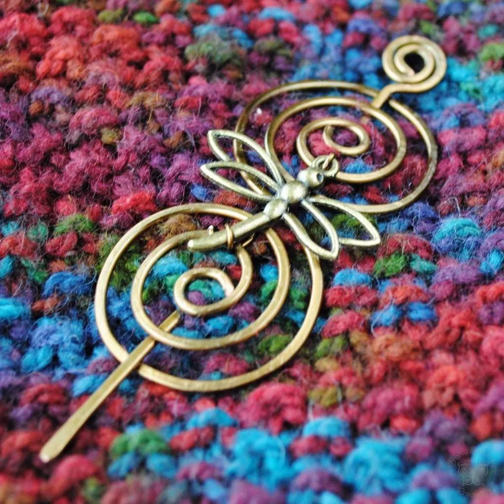Dragonfly Shawl Pin - Charmed Bronze