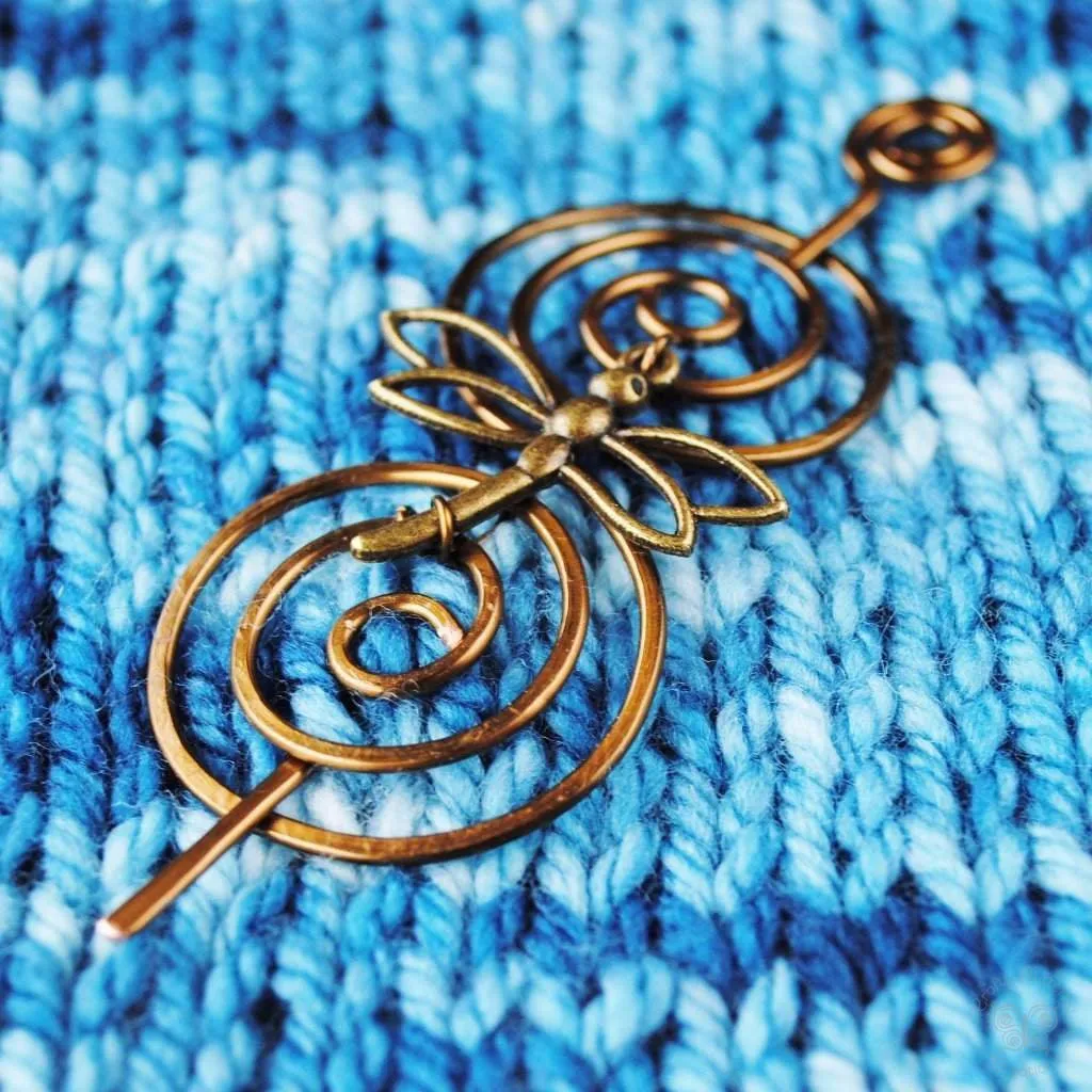 Dragonfly Shawl Pin - Charmed Bronze