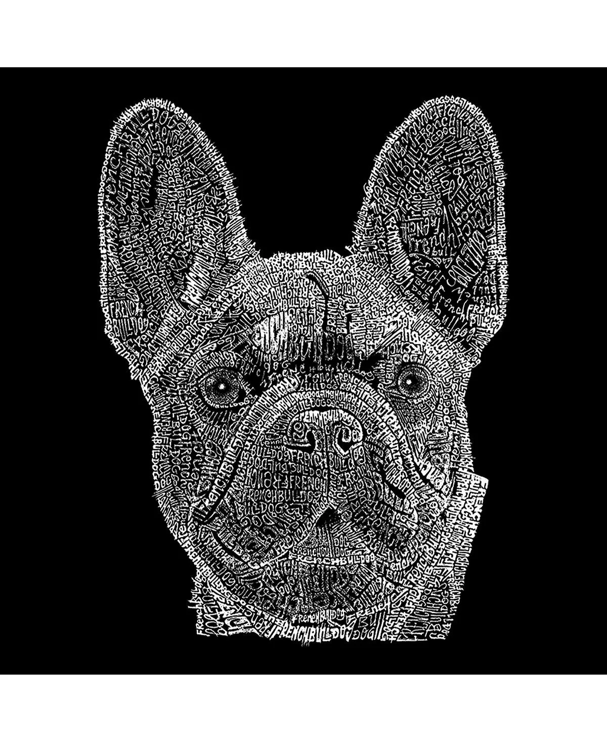 Men's French Bulldog Word Art LA Pop Art T-Shirt, Black