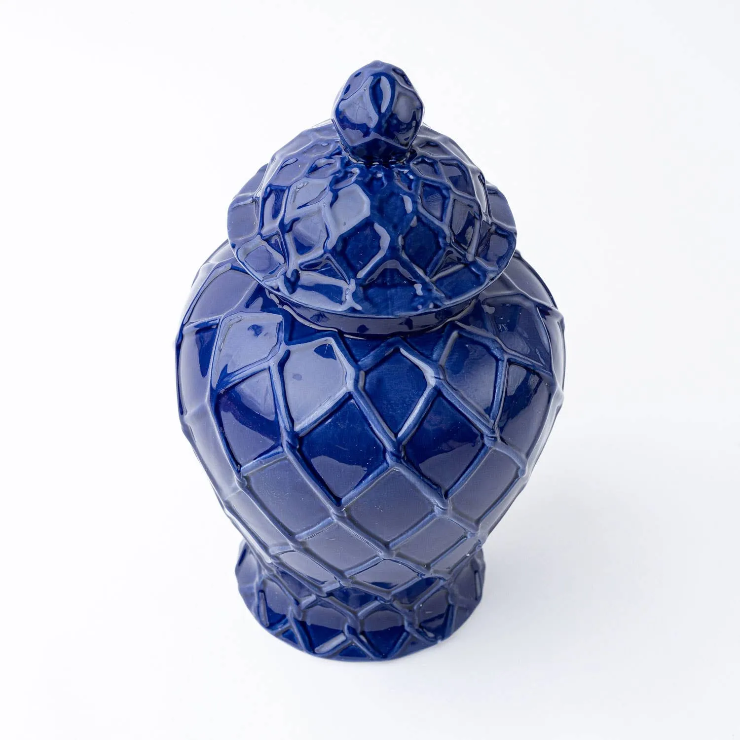 Navy Textured Ginger Jar - Large