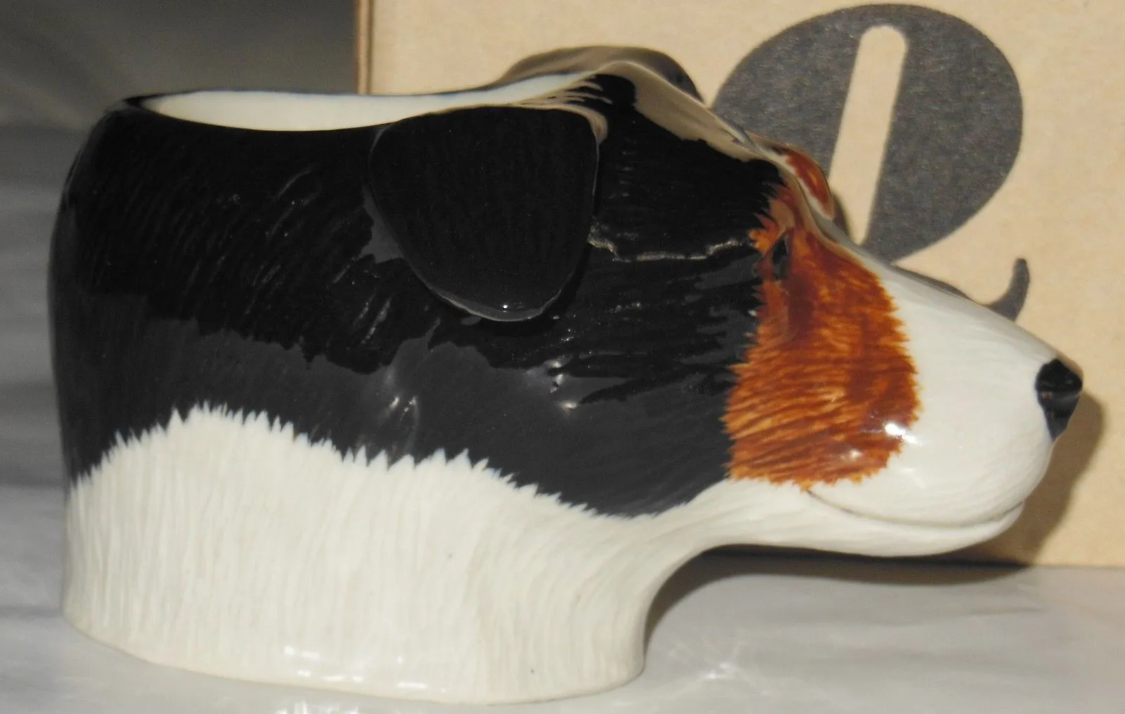 Quail Ceramics: Face Egg Cup: Jack Russell; Black White and Tan (Tri colour)