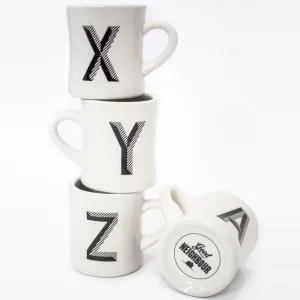 Retro Initial Mugs (White   Black)