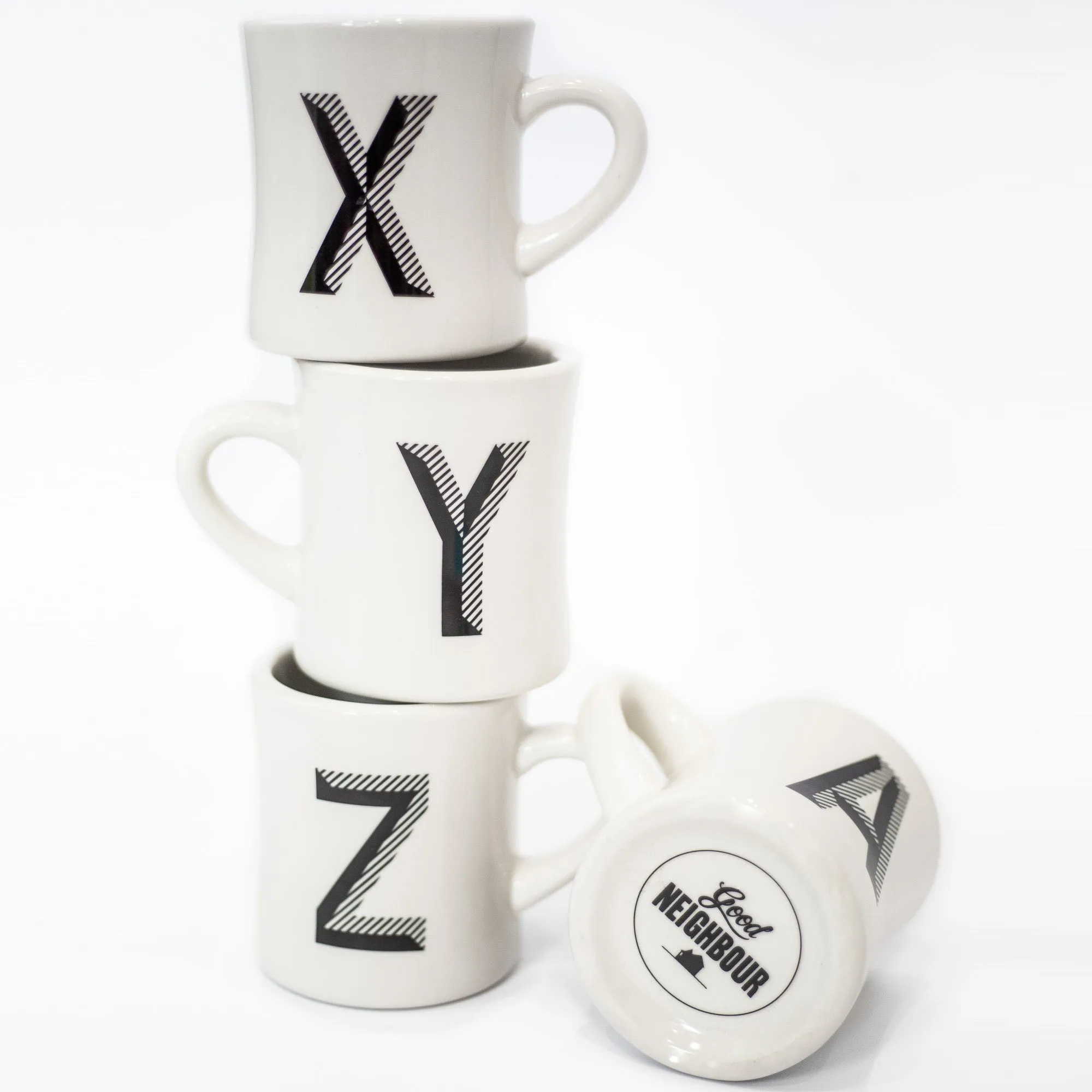 Retro Initial Mugs (White   Black)