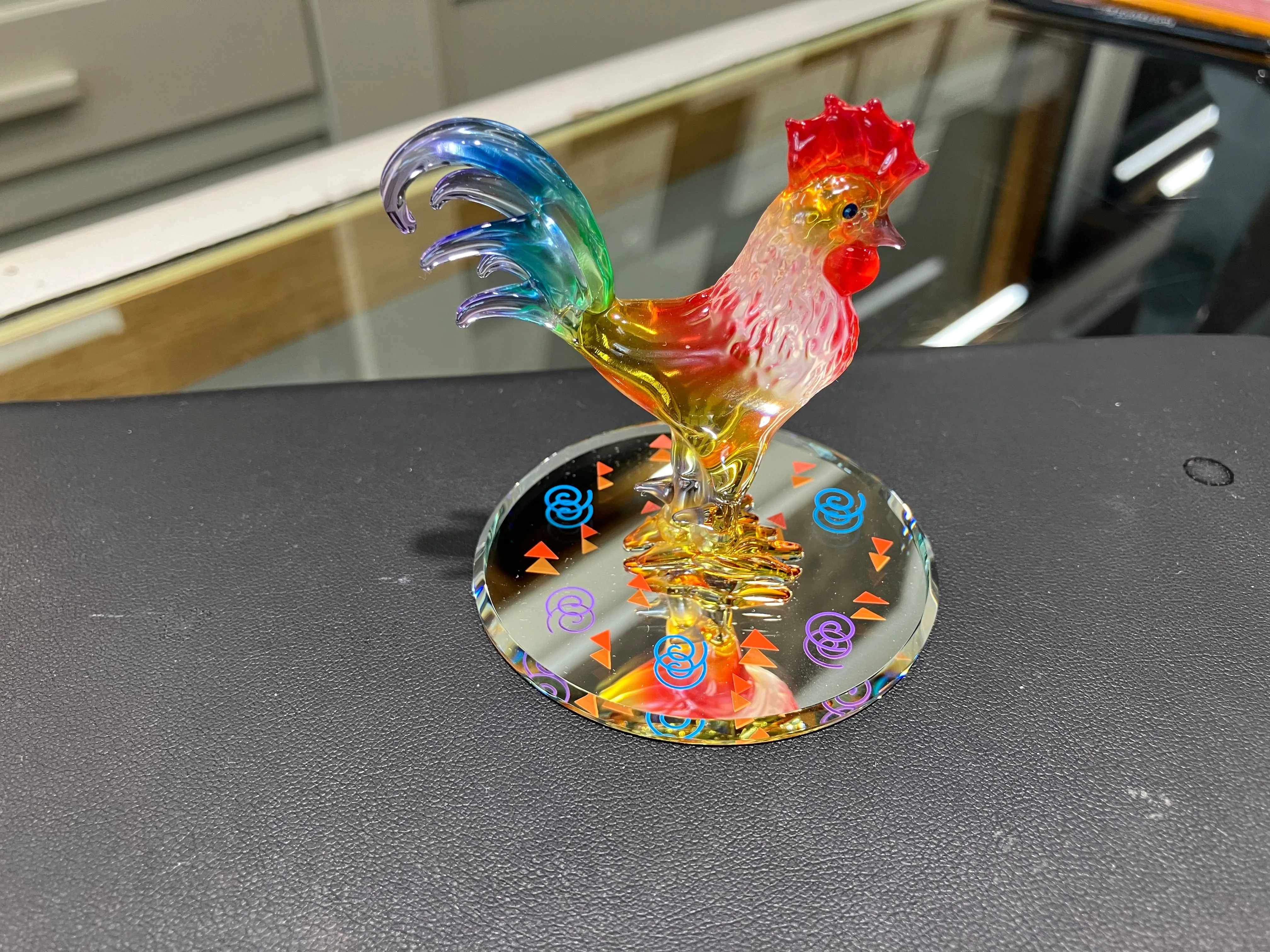 Rooster Glass Figurine