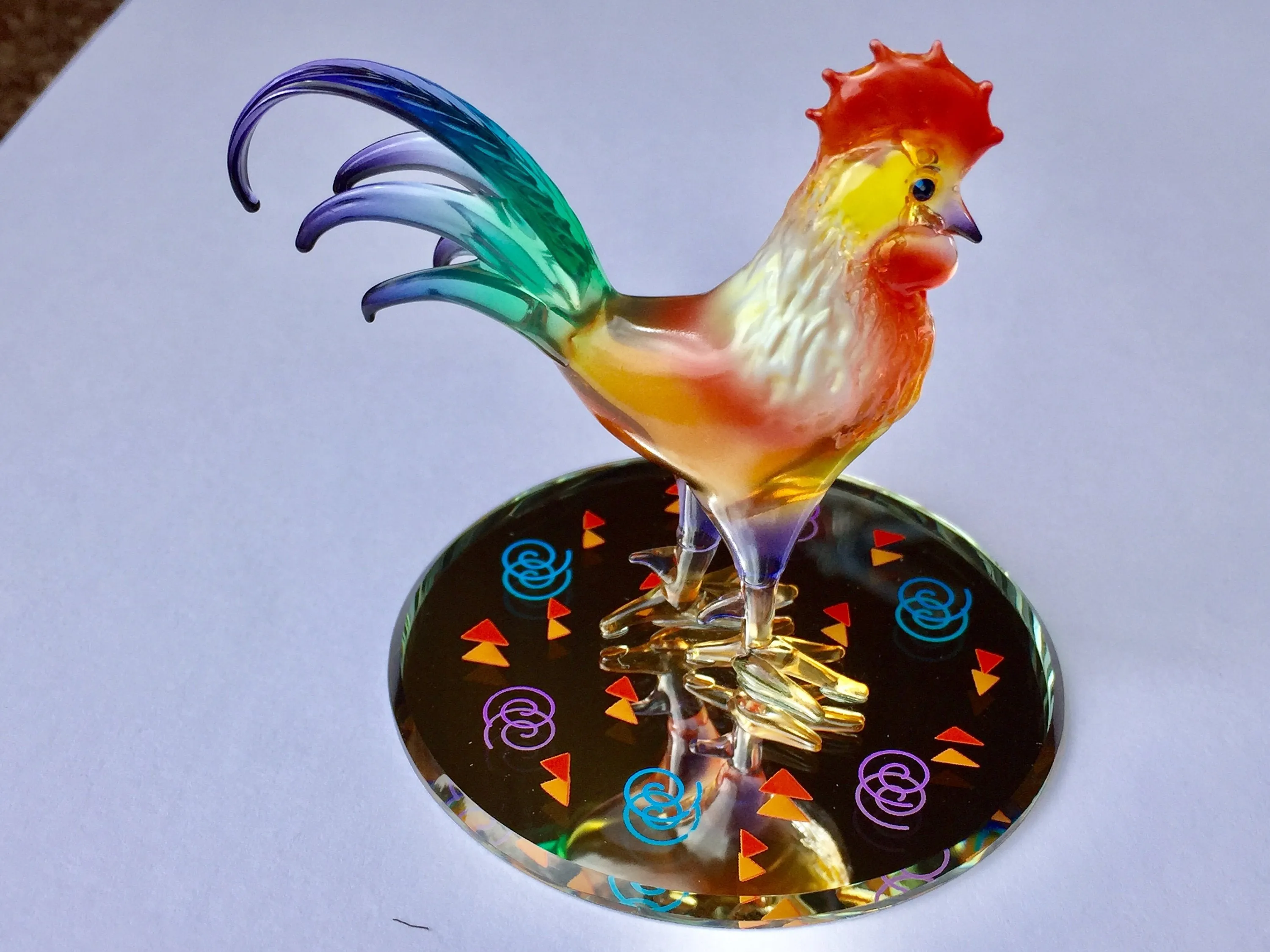 Rooster Glass Figurine