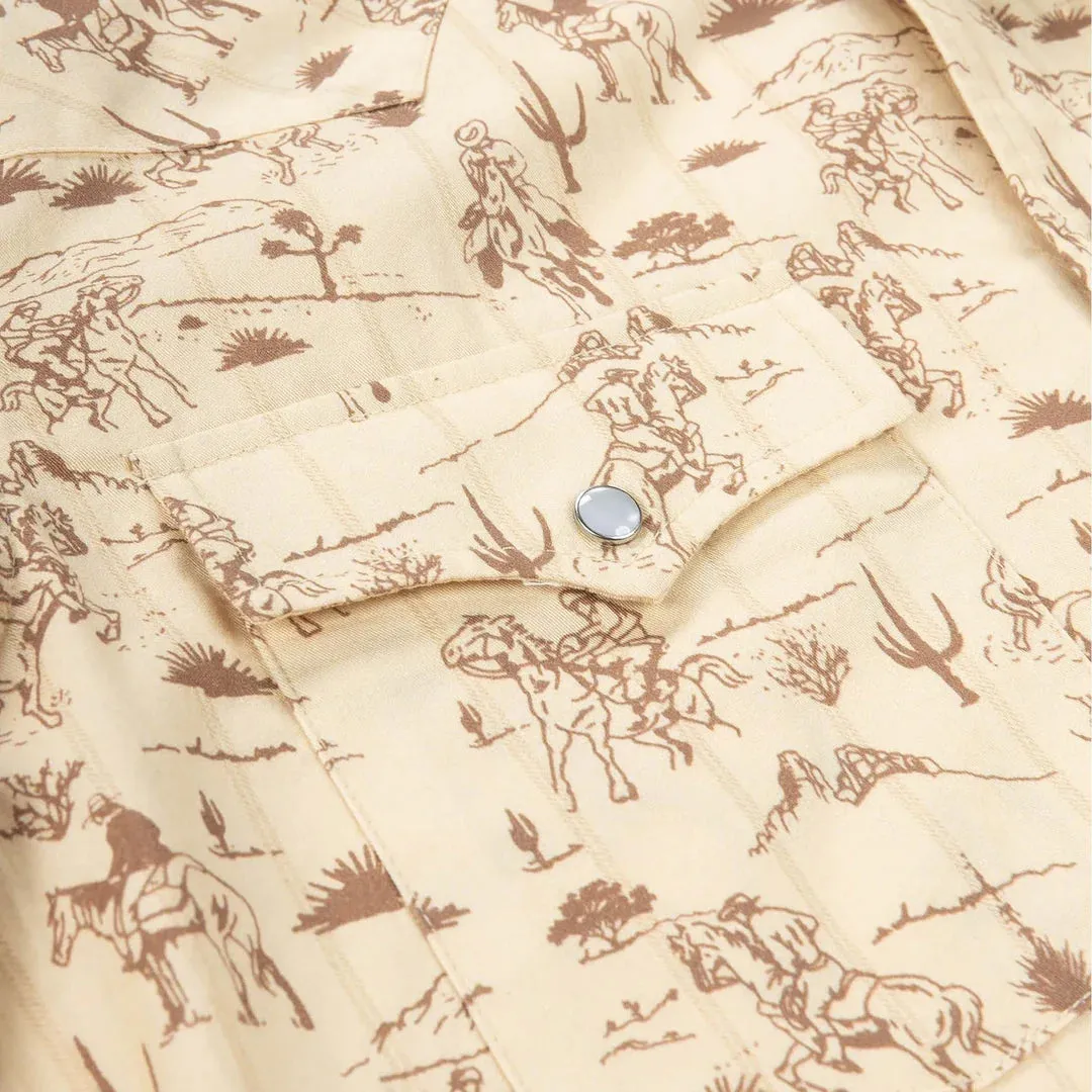 Serape Pearl Snap Short Sleeve Shirt - Amarillo - Desert Rodeo Print