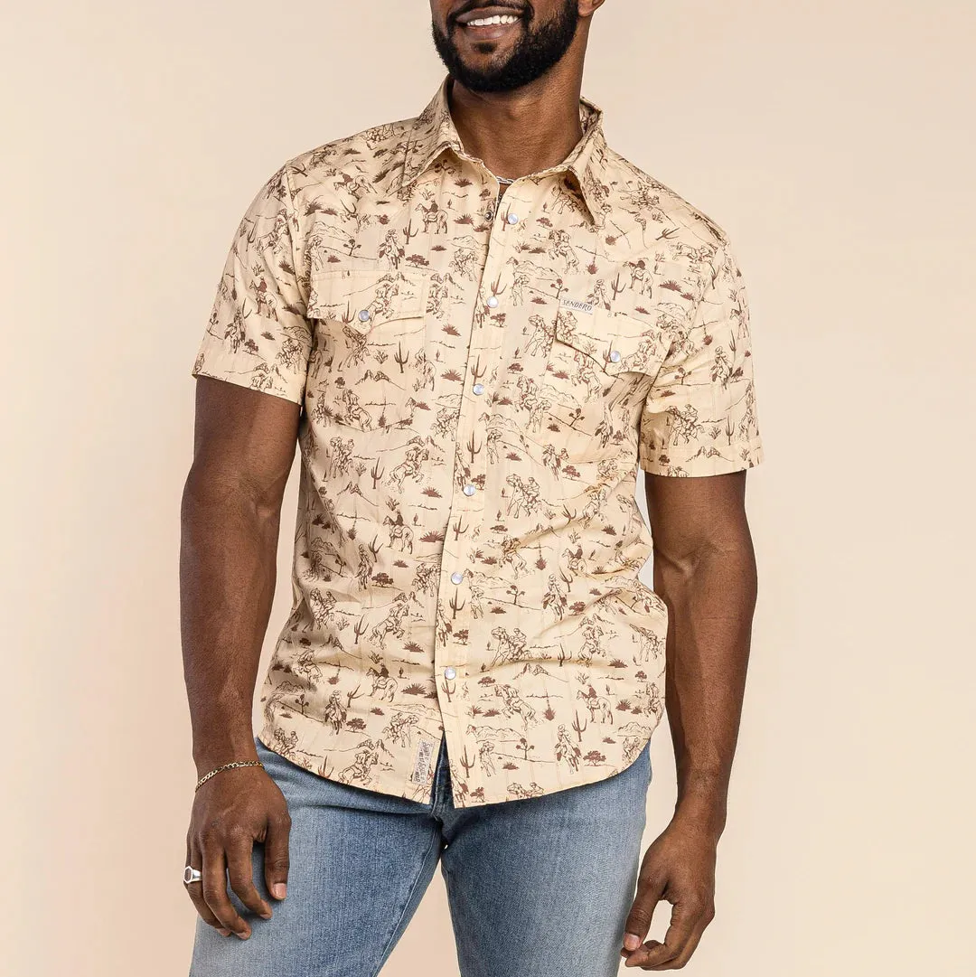 Serape Pearl Snap Short Sleeve Shirt - Amarillo - Desert Rodeo Print
