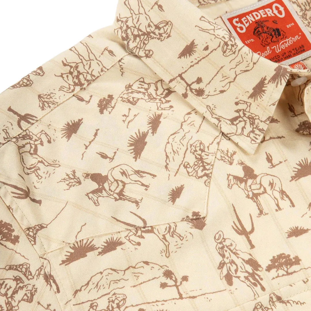 Serape Pearl Snap Short Sleeve Shirt - Amarillo - Desert Rodeo Print