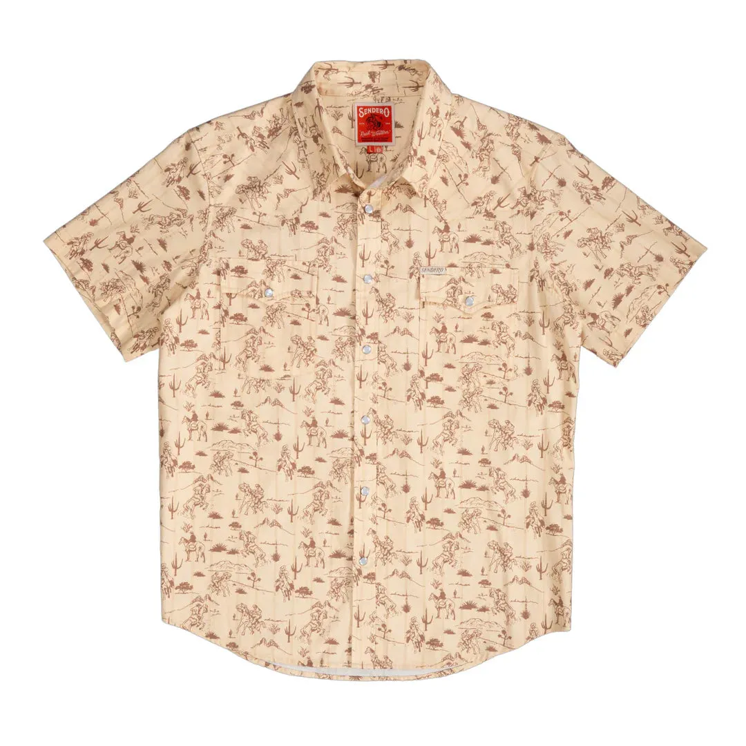 Serape Pearl Snap Short Sleeve Shirt - Amarillo - Desert Rodeo Print