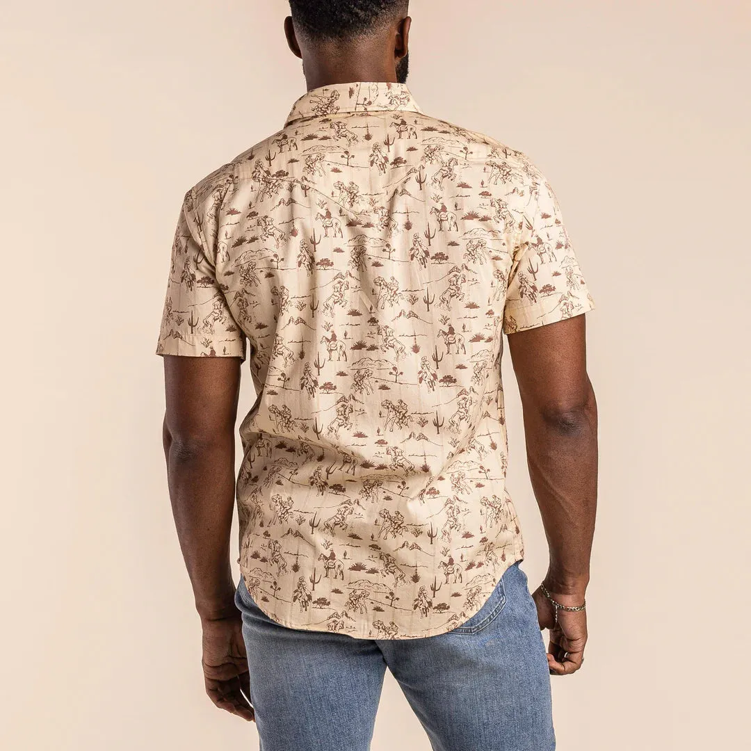 Serape Pearl Snap Short Sleeve Shirt - Amarillo - Desert Rodeo Print