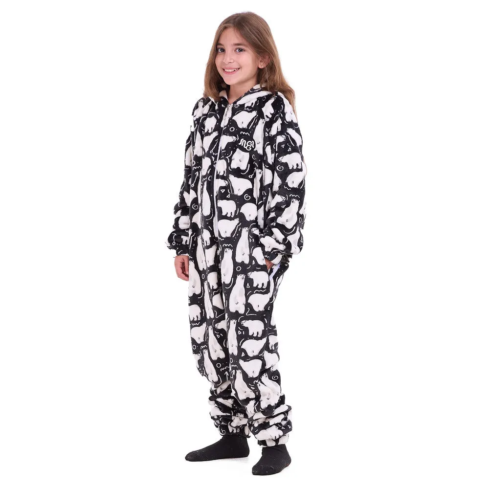 Snuggs Kids Blanket Onesie Black Polar Bear