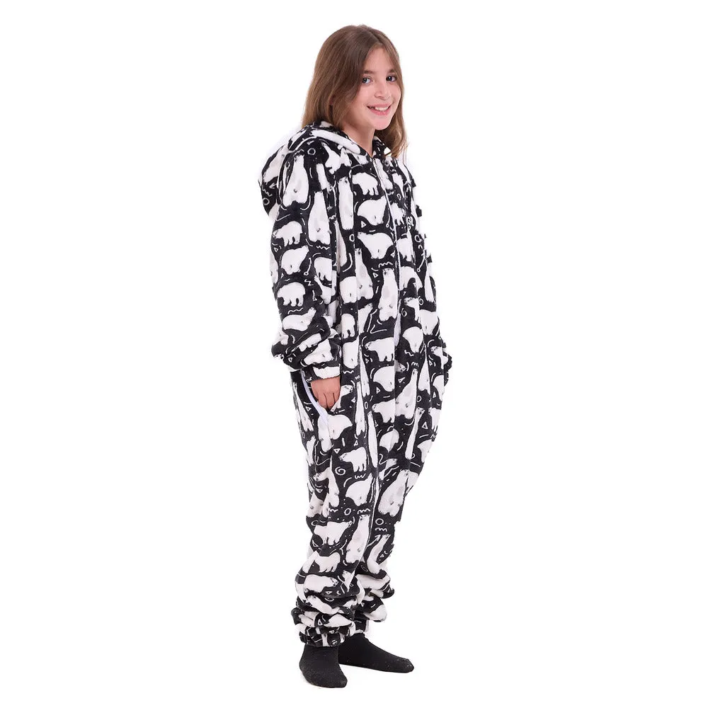 Snuggs Kids Blanket Onesie Black Polar Bear