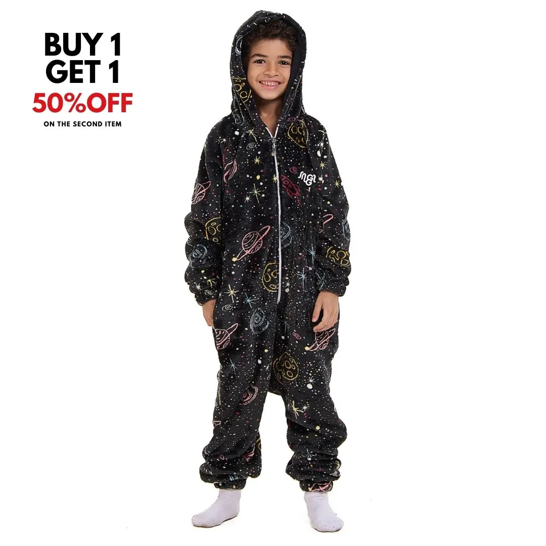 Snuggs Kids Blanket Onesie Black space