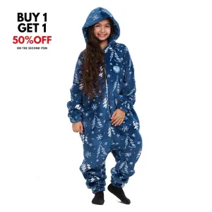 Snuggs Kids Blanket Onesie Blue Christmas Tree