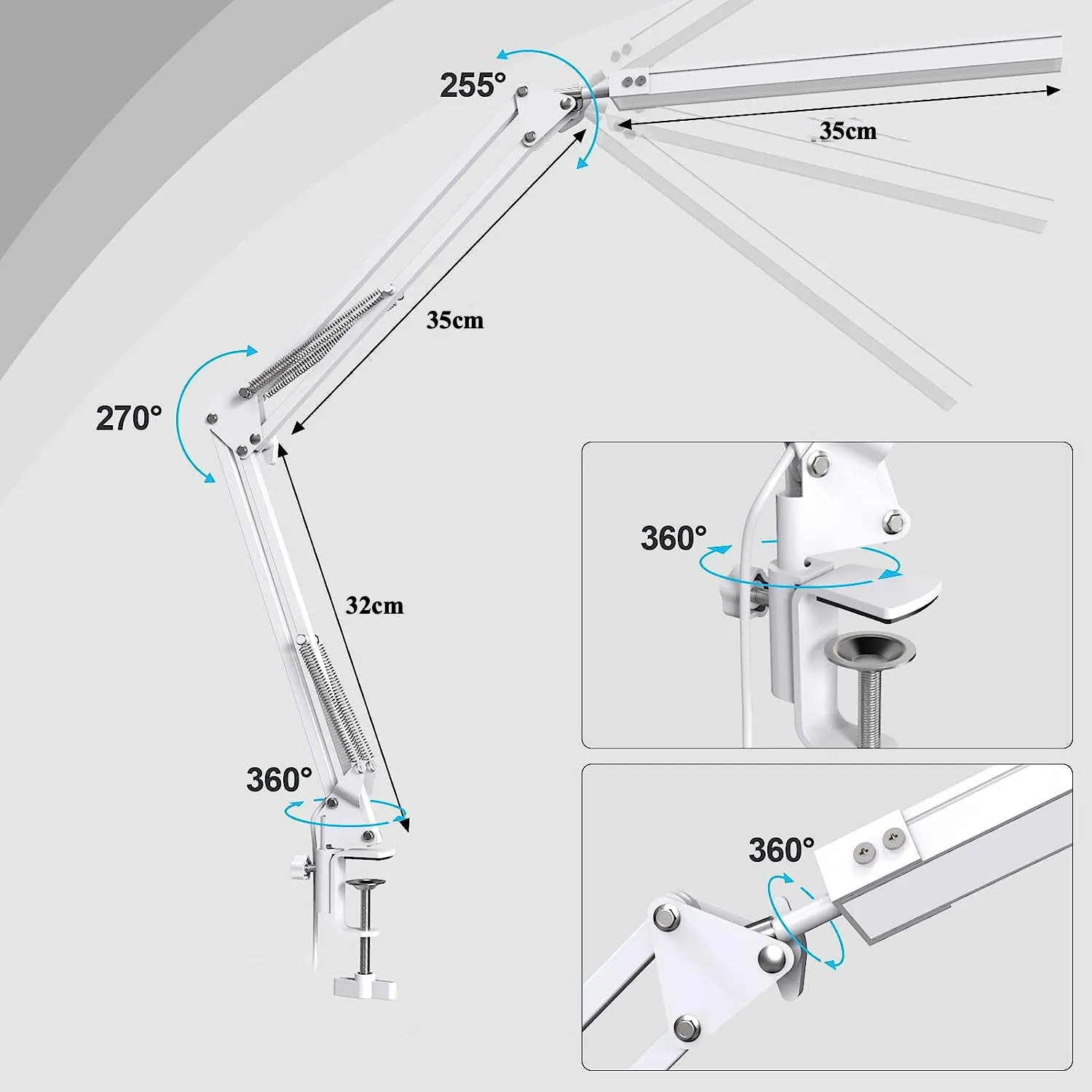 Swing Arm Desk Light With Clamp