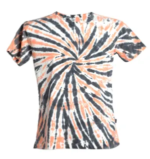 T-shirt tie dye blanc - noir - orange
